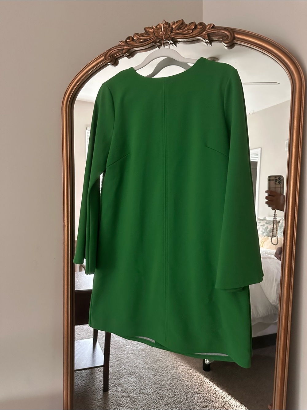 Zara Bright Green Long-Sleeve Bell Dress